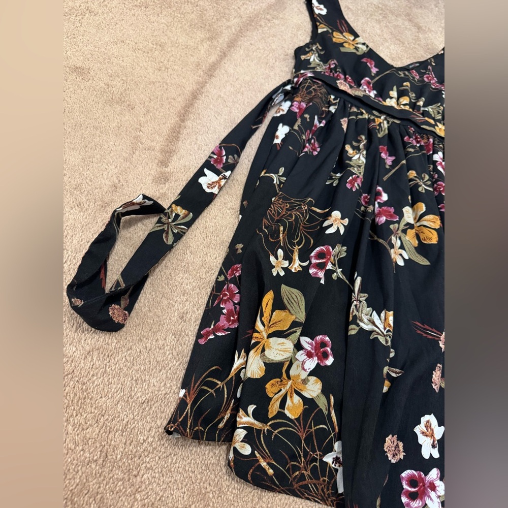 Stork & Babe Maternity Dress Black Floral Print V-Neck Sleeveless Size M View 5